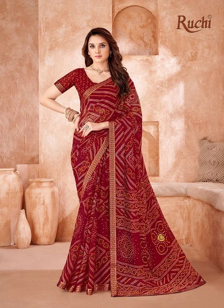 Simaya Vol 35 By Ruchi Chiffon Bandhani Printed Saree
